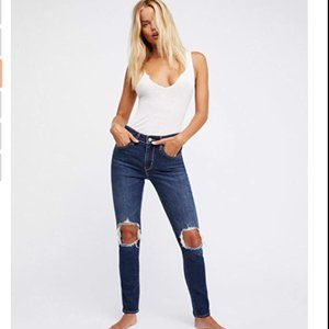 Free People Womens Busted Denim Distressed Skinny Jeans 25 👖